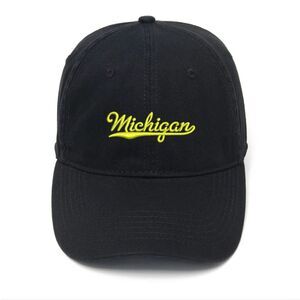 Michigan Embroidered Velcro Black Hat: Stylish Headwear for Wolverines Fans